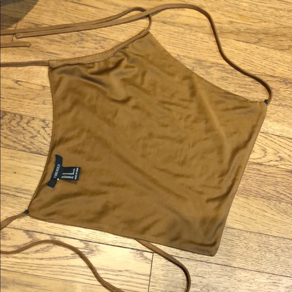 Suede brown crop top tie - Picture 4 of 4